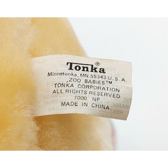 Tonka Zoo Babies Baby Lion Tan Stuffed Animal Plush Toy Bib Doll 10" Vintage - Picture 4 of 4